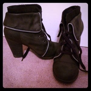 Charlotte Russe pamper black distress lace bootie